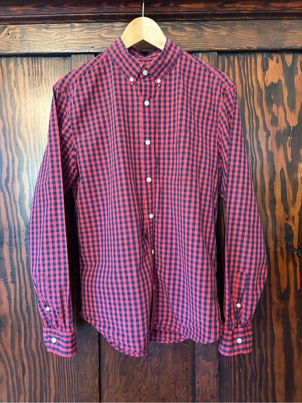 GAP Red and Blue Gingham Button-Down Shirt